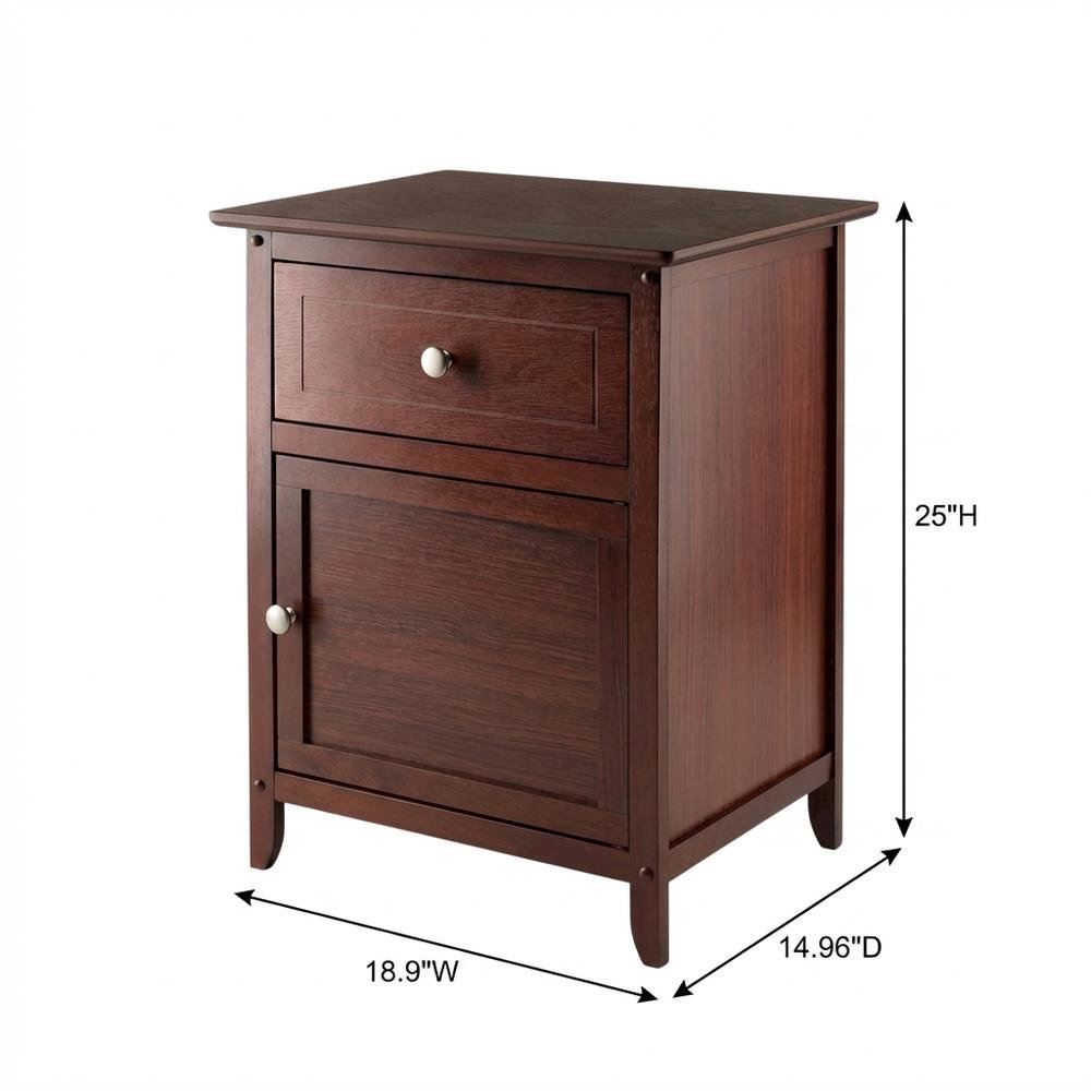 Farmhouse End Table With Storage in Walnut Finish, Wooden Side Table And Drawer. Picture 7