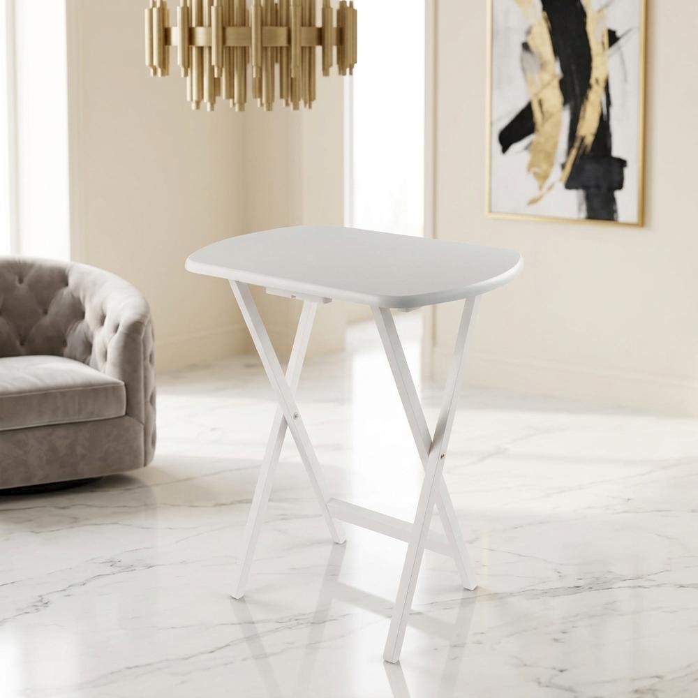 Oversized White Snack Table Set with Sturdy Design and Versatile Style. Picture 4