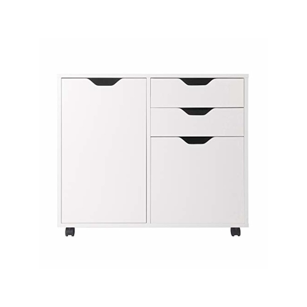 Halifax 2 Section Mobile Filing Cabinet, White. Picture 4