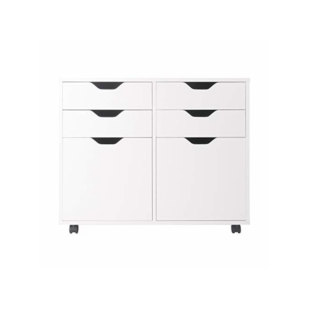 Halifax 2 Section Mobile Storage Cabinet, White. Picture 4