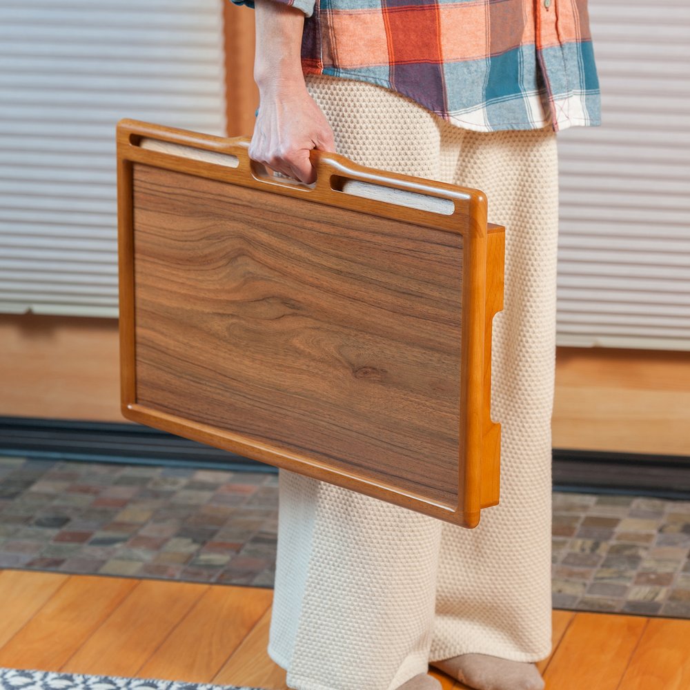 Arlo Breakfast Tray with Flip Top, Teak. Picture 21