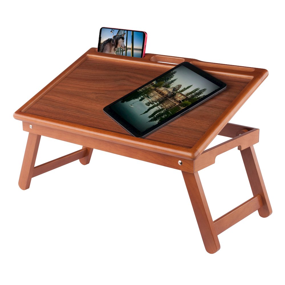 Arlo Breakfast Tray with Flip Top, Teak. Picture 7