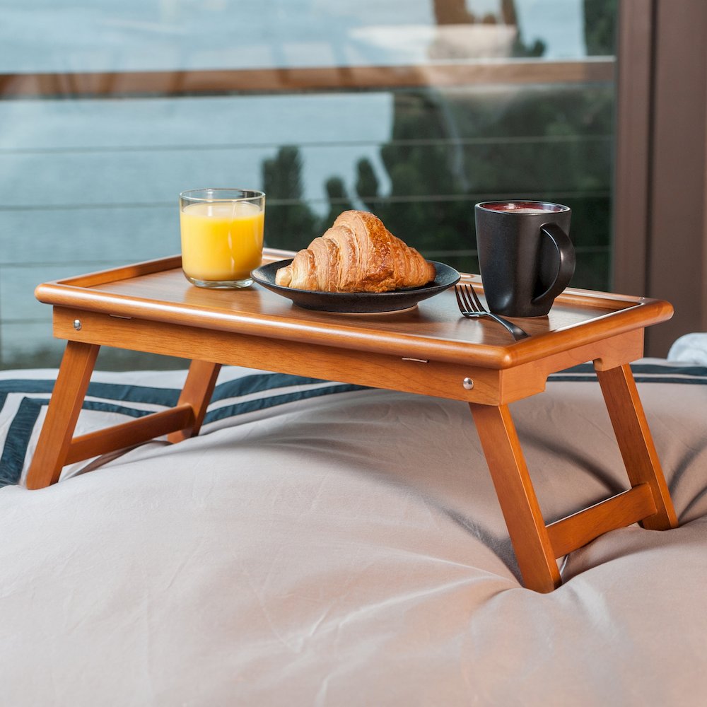 Arlo Breakfast Tray with Flip Top, Teak. Picture 9