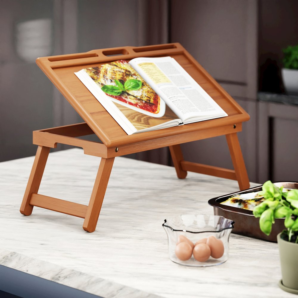 Arlo Breakfast Tray with Flip Top, Teak. Picture 12