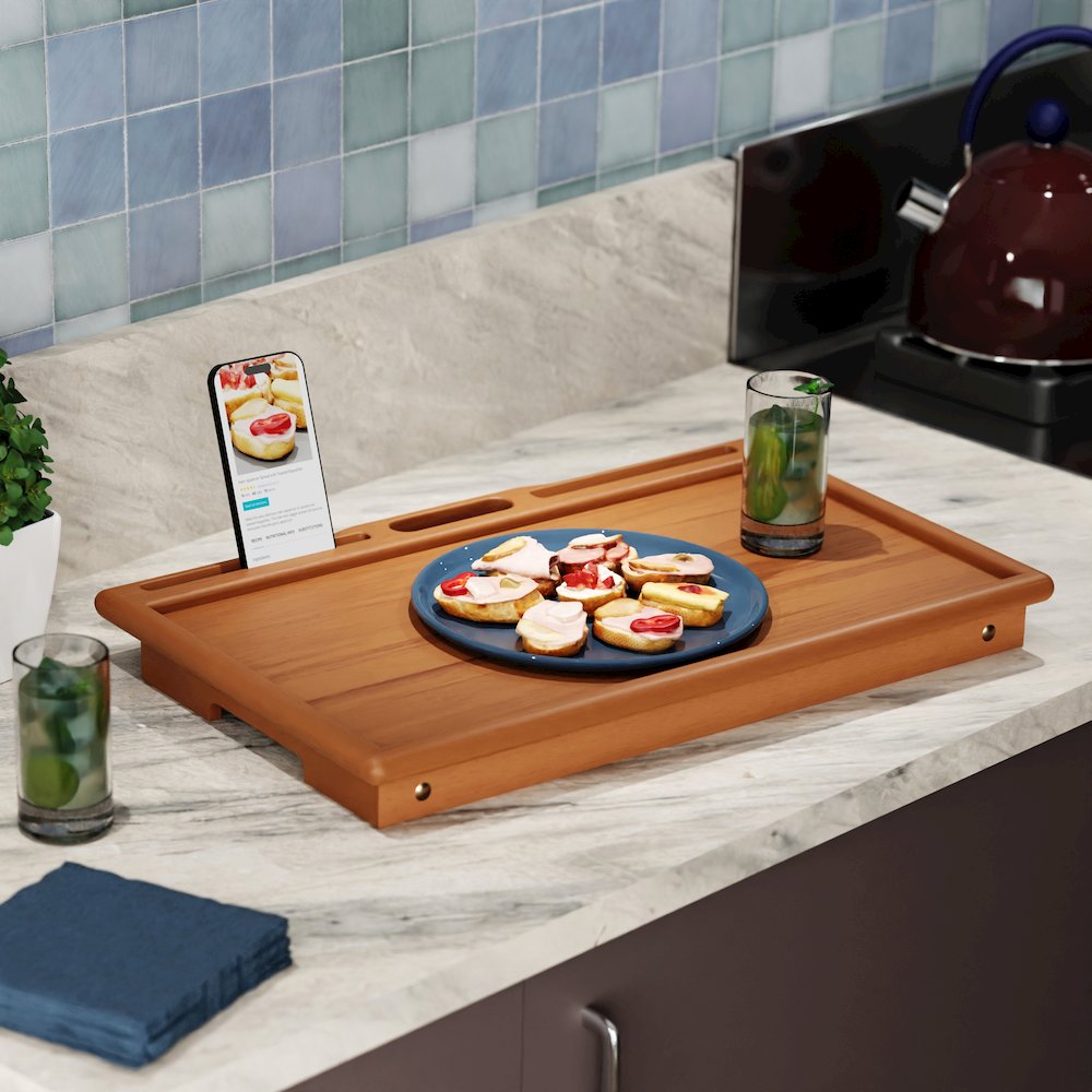 Arlo Breakfast Tray with Flip Top, Teak. Picture 13