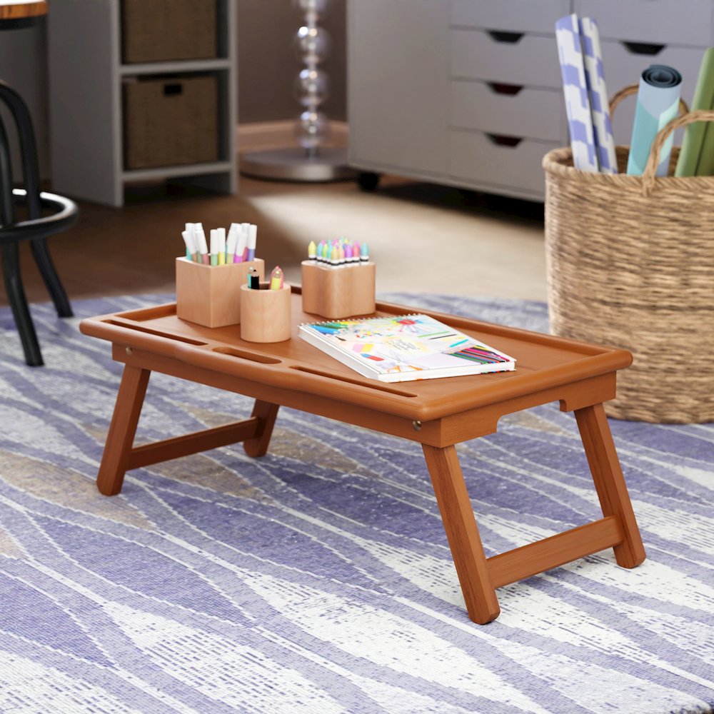 Arlo Breakfast Tray with Flip Top, Teak. Picture 15