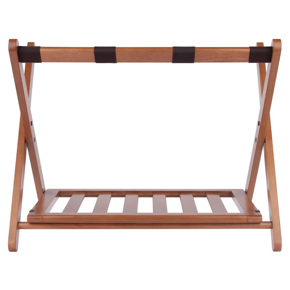 Reese Luggage Rack with Shelf, Teak. Picture 3