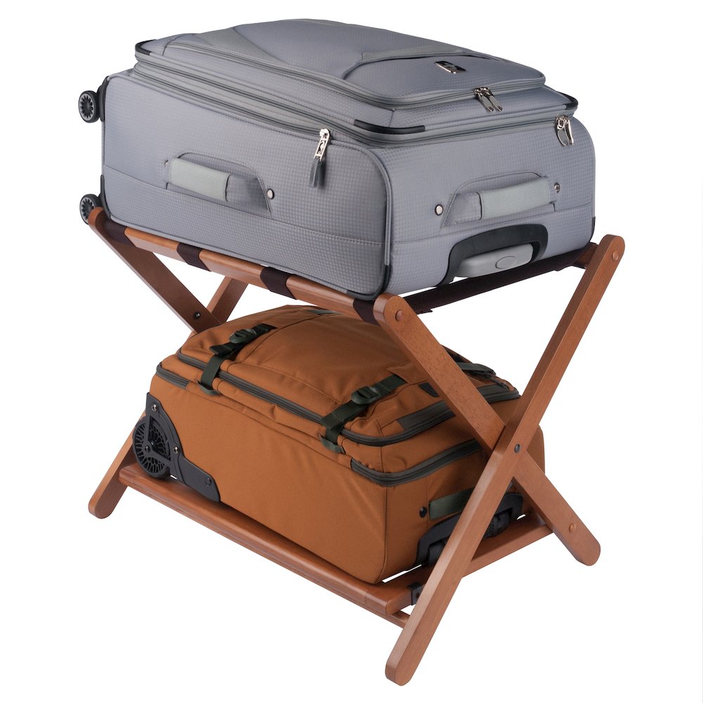 Reese Luggage Rack with Shelf, Teak. Picture 12