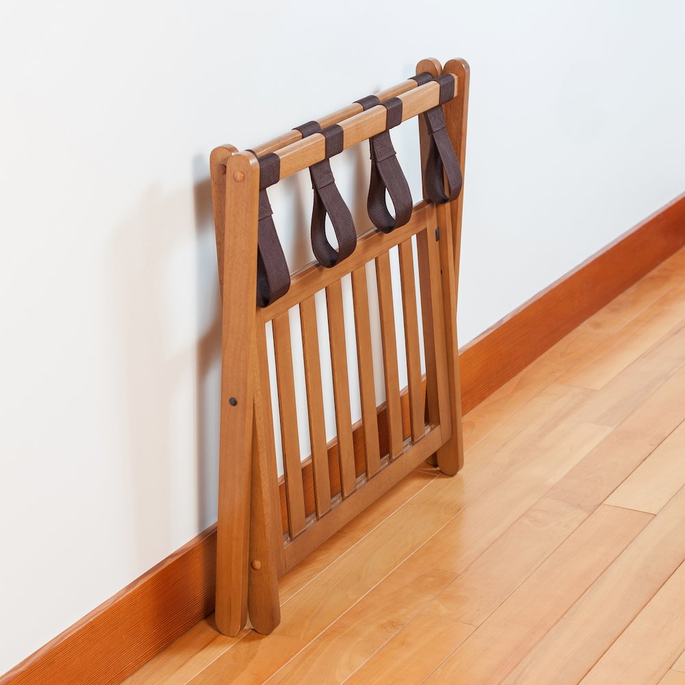 Reese Luggage Rack with Shelf, Teak. Picture 19