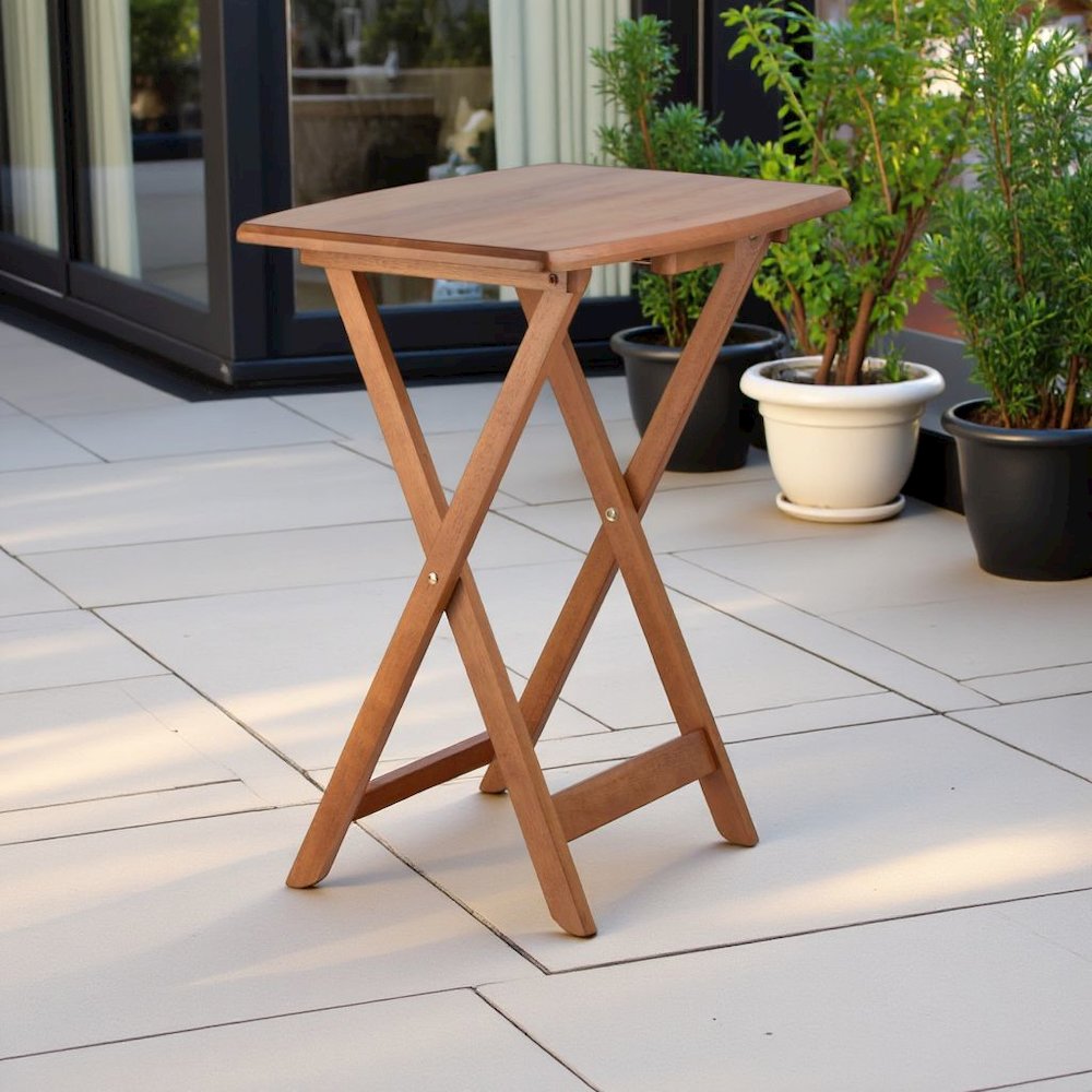 Teak Oversized Snack Tables – Sturdy Wooden TV Trays with Stand. Picture 5
