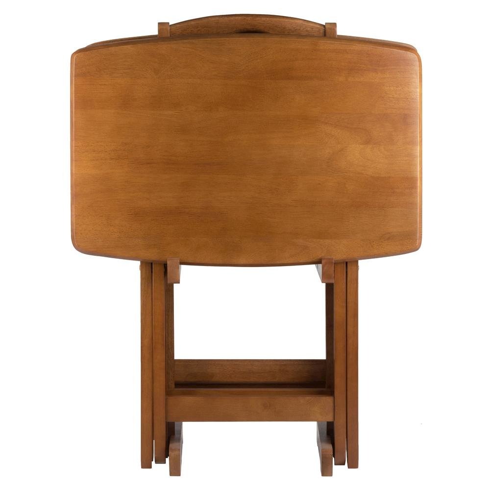 Teak Oversized Snack Tables – Sturdy Wooden TV Trays with Stand. Picture 3