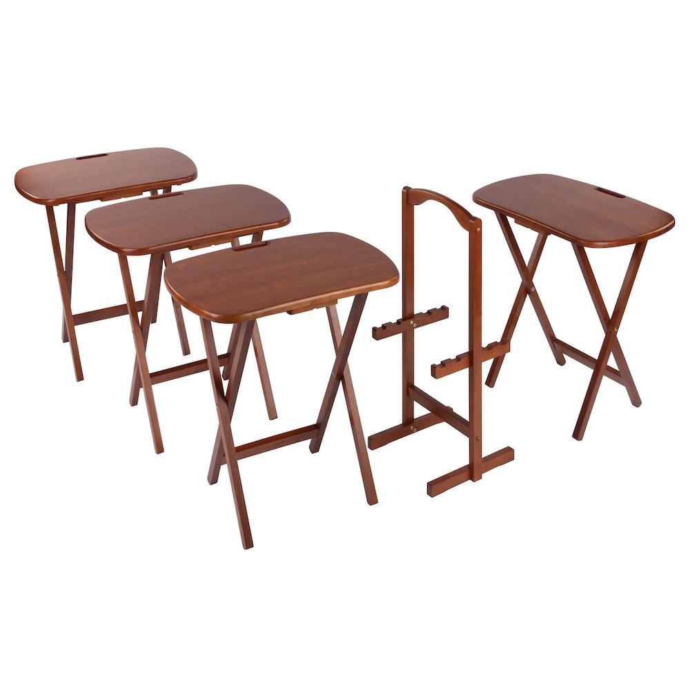 Lucca 5-pc Snack Table Set, Teak. Picture 2