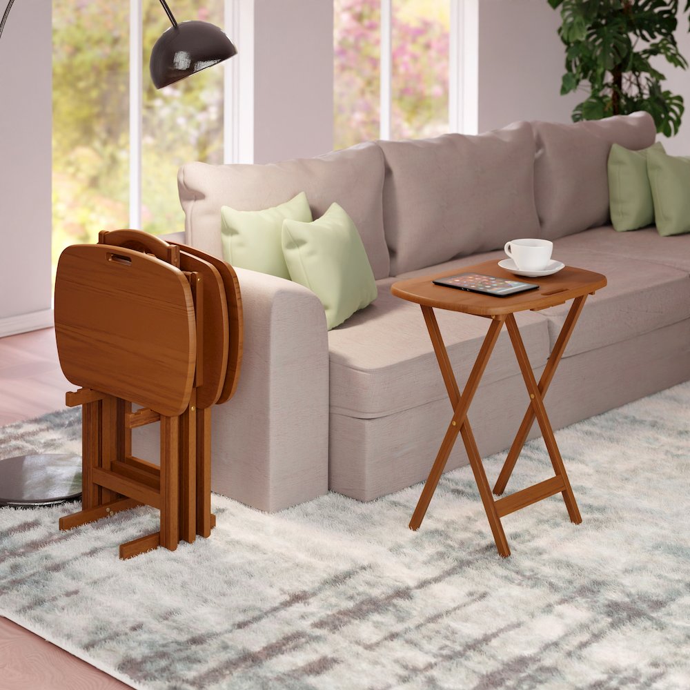Lucca 5-pc Snack Table Set, Teak. Picture 16