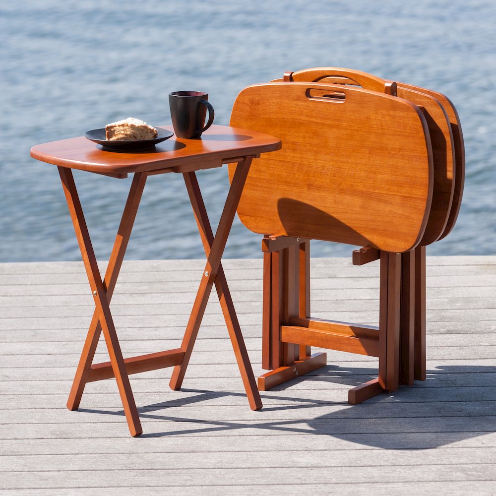 Lucca 5-pc Snack Table Set, Teak. Picture 17