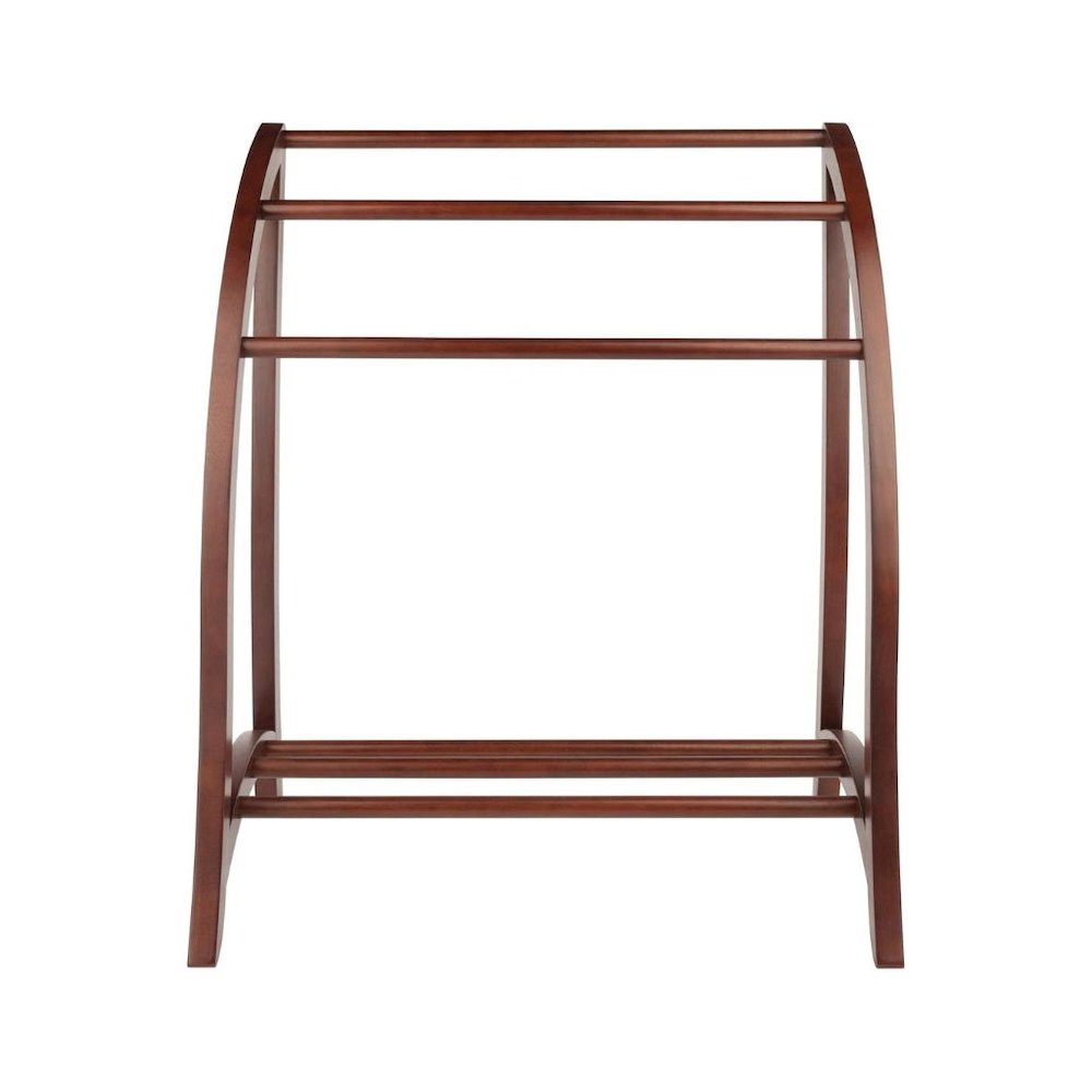 Solid Wood Blanket Rack Stand, Living Room Blanket Holder In Walnut Finish. Picture 4