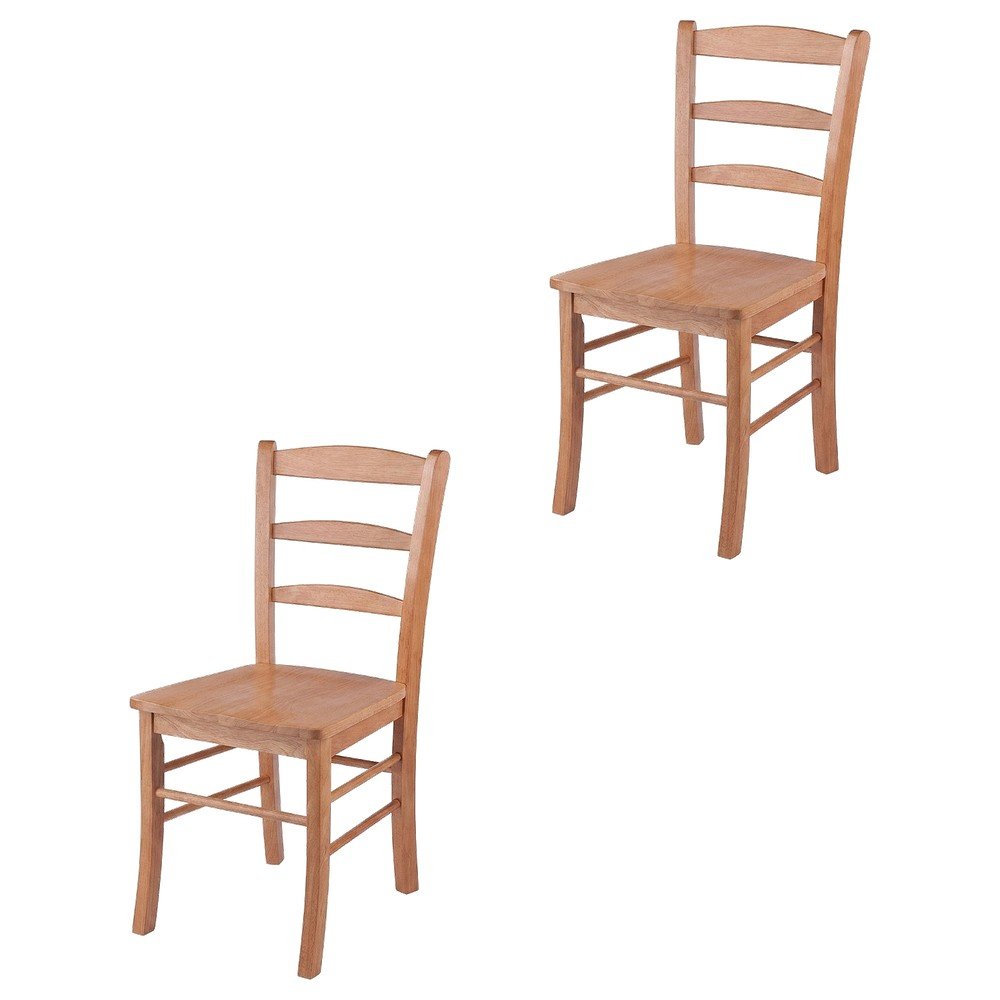 Solid Wood Ladder-Back Dining Chair for Kitchen and Dining Room, Light Oak. Picture 1