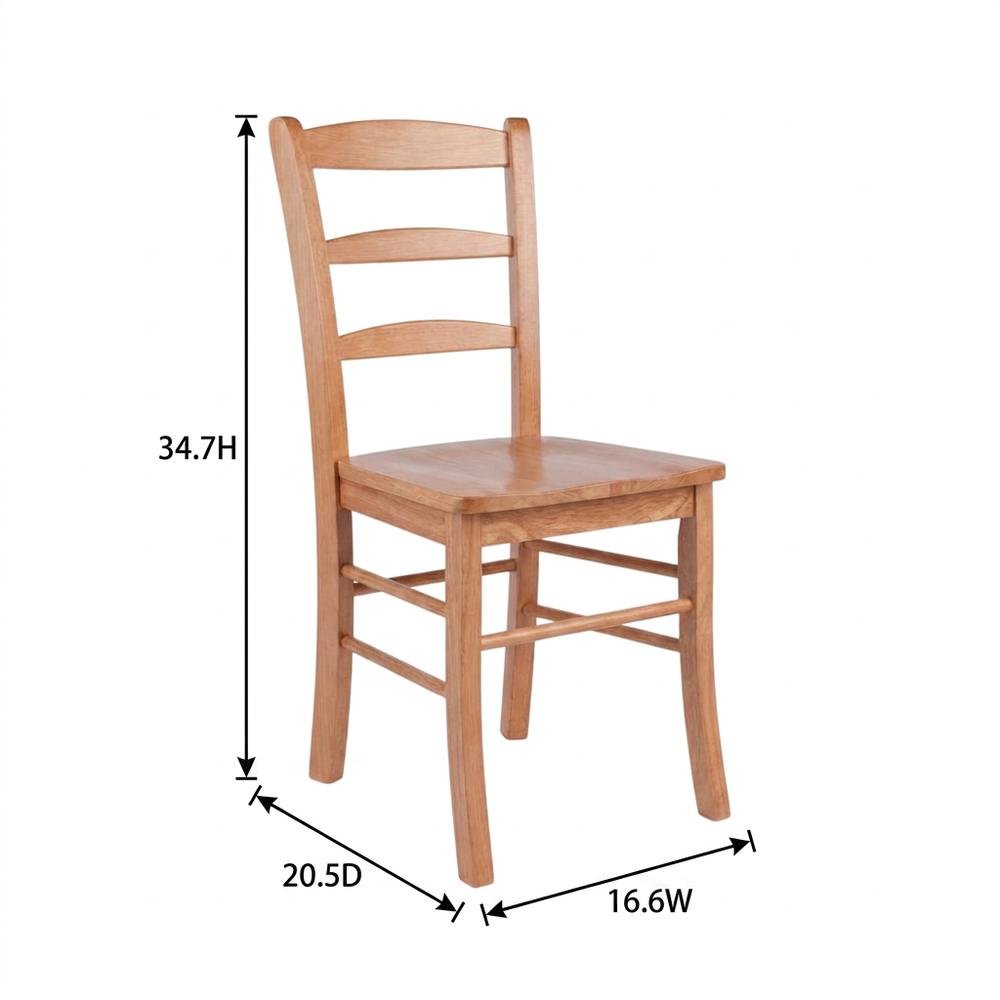 Solid Wood Ladder-Back Dining Chair for Kitchen and Dining Room, Light Oak. Picture 7