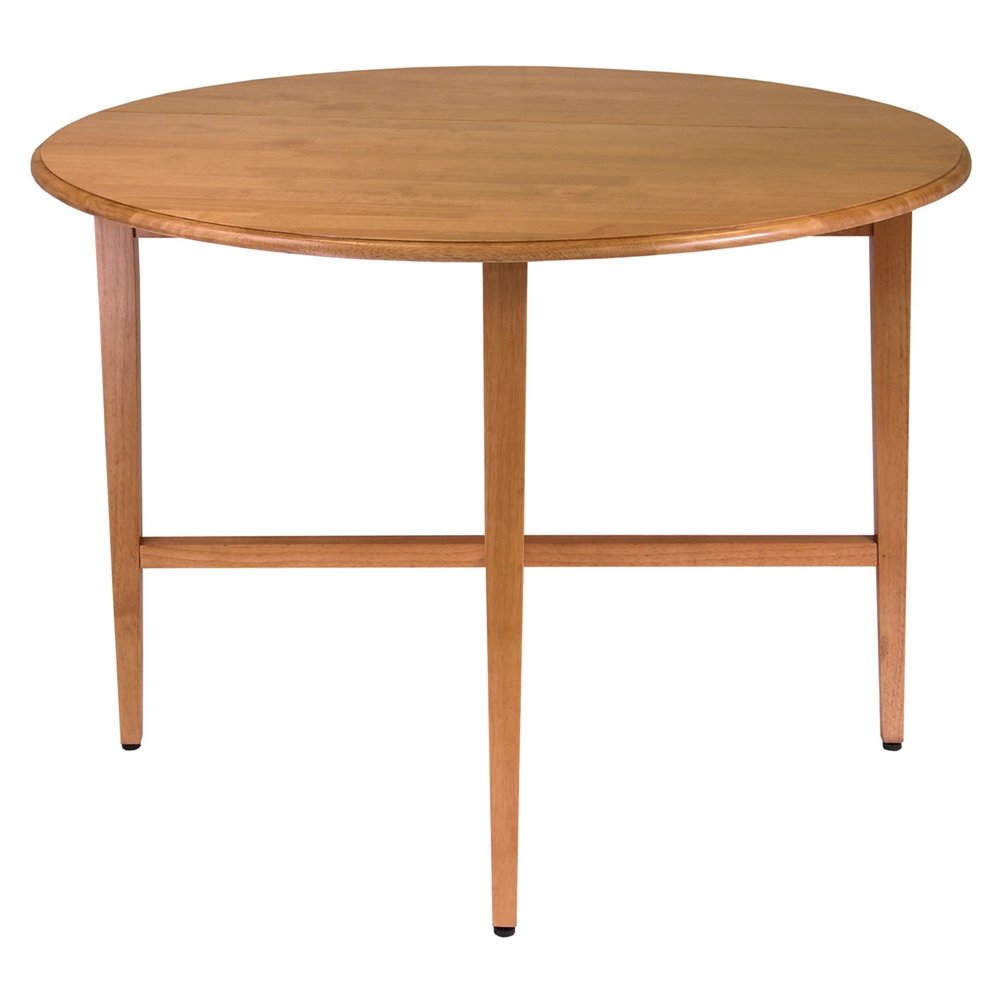 Light Oak Folding Dining Table – Drop Leaf Small Round Table for Dining. Picture 1