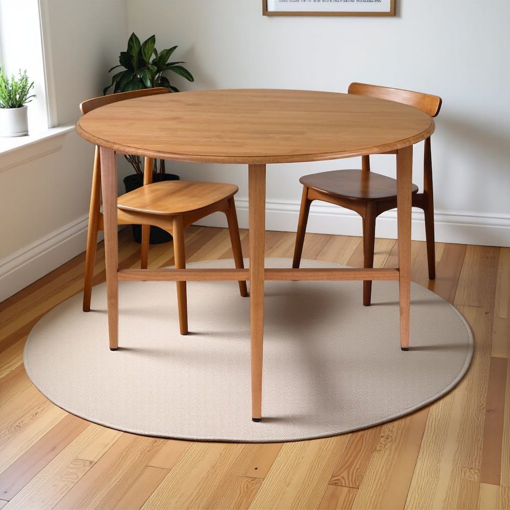 Light Oak Folding Dining Table – Drop Leaf Small Round Table for Dining. Picture 3