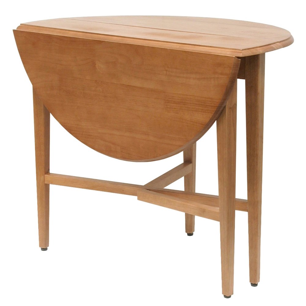 Light Oak Folding Dining Table – Drop Leaf Small Round Table for Dining. Picture 2
