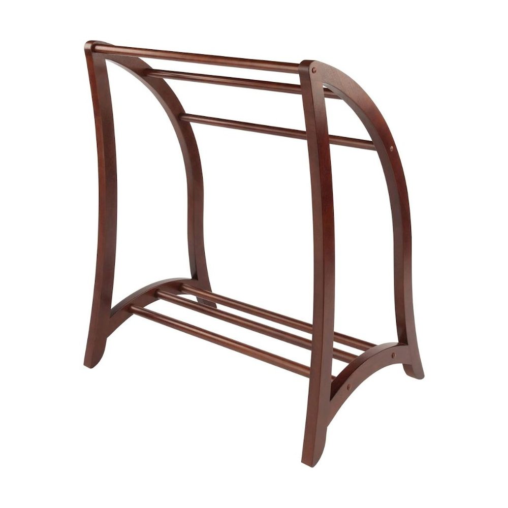Solid Wood Blanket Rack Stand, Living Room Blanket Holder In Walnut Finish. Picture 6