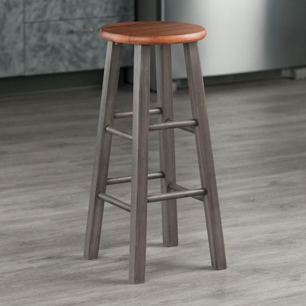 Ivy Bar Stool 29", Rustic Teak / Gray Finish. Picture 5