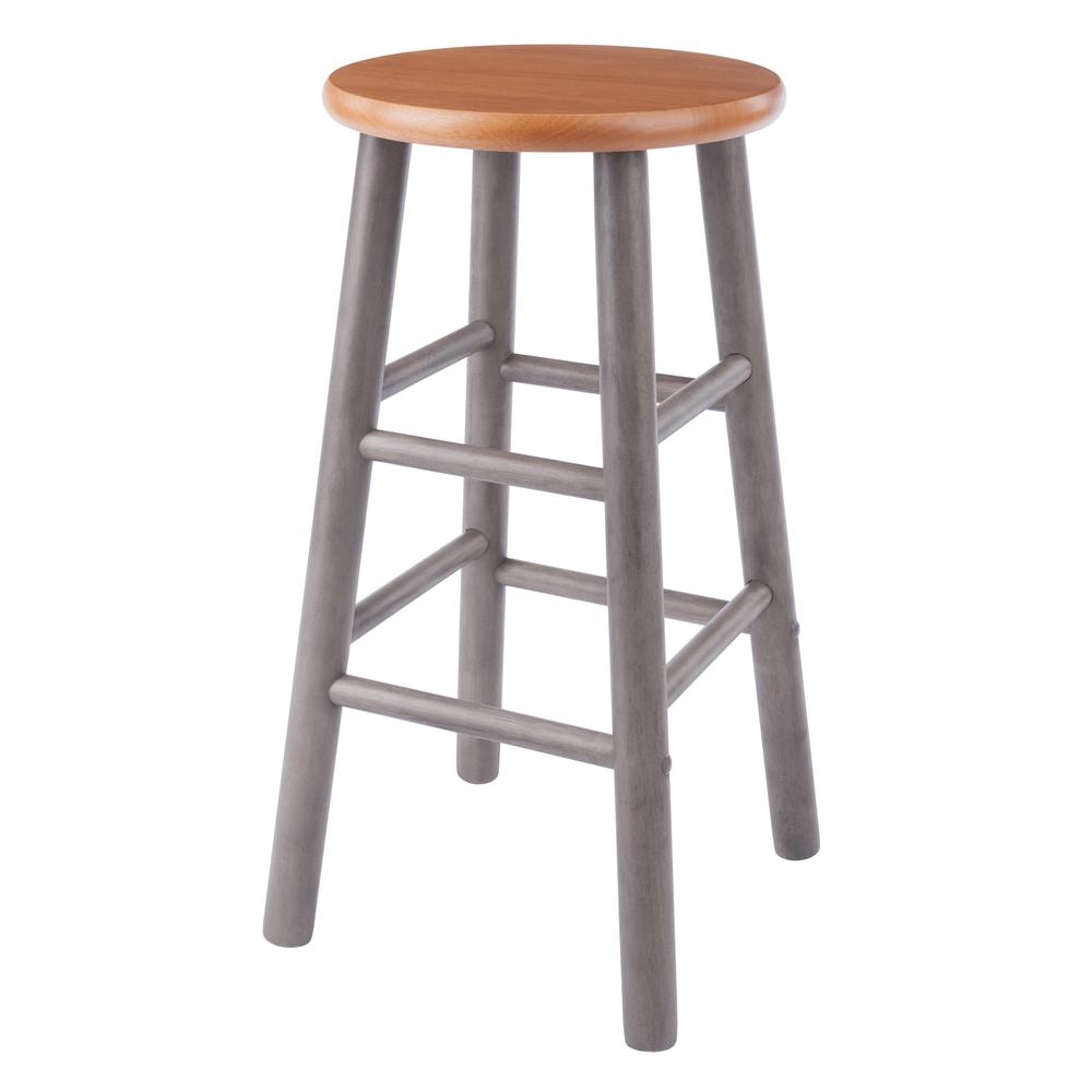 Huxton 2-Pc Counter Stools, 24", Gray & Teak. Picture 2