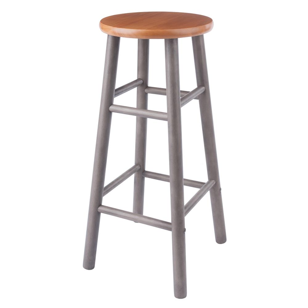 Huxton 2-Pc Bar Stools, 29", Gray & Teak. Picture 2