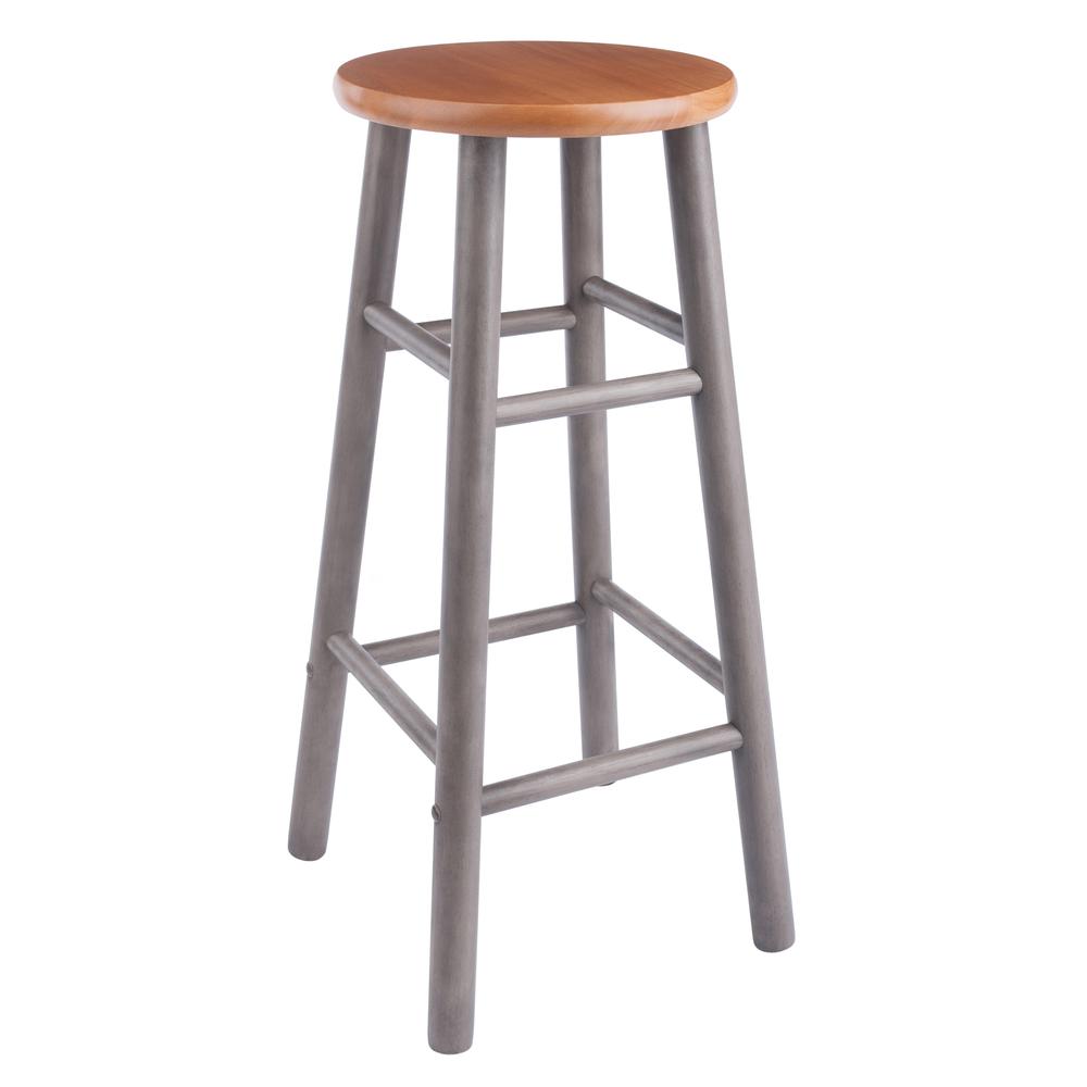 Huxton 2-Pc Bar Stools, 29", Gray & Teak. Picture 6