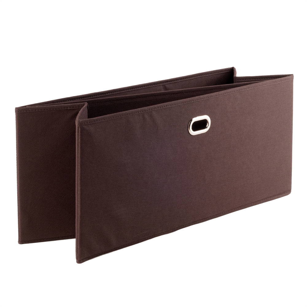 Torino 2-Pc Set Folding Fabric Baskets Chocolate. Picture 2