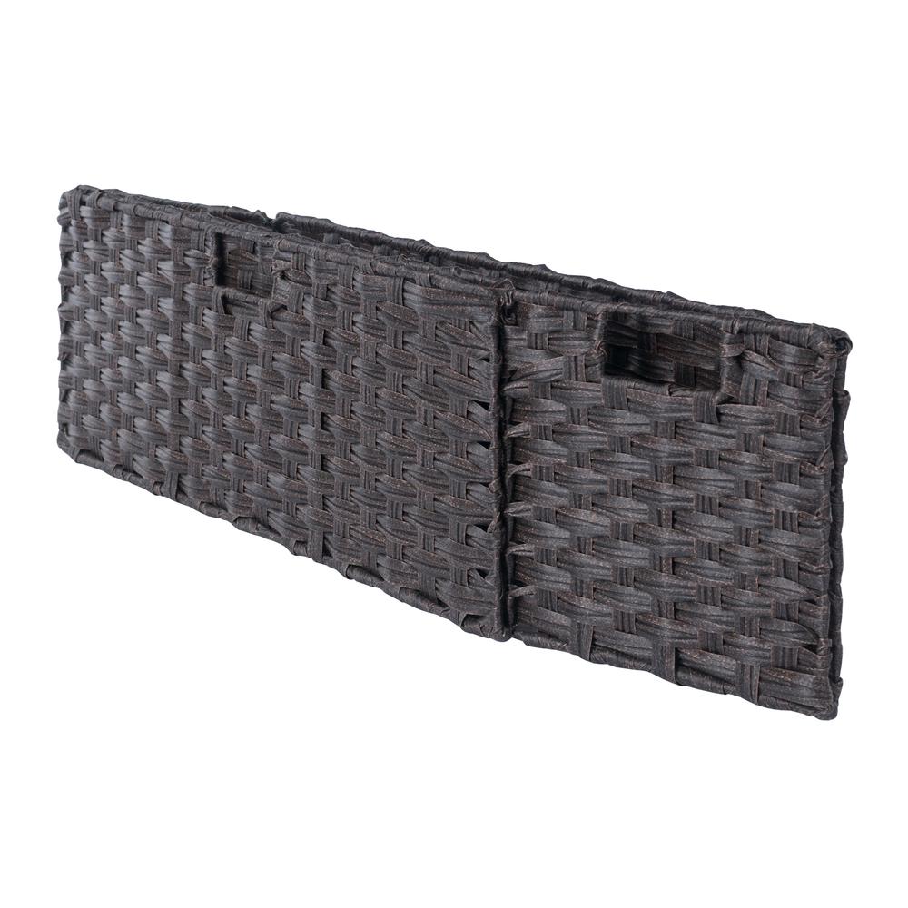 Melanie 3-Pc Woven Fiber Basket Set, Foldable in Chocolate. Picture 3