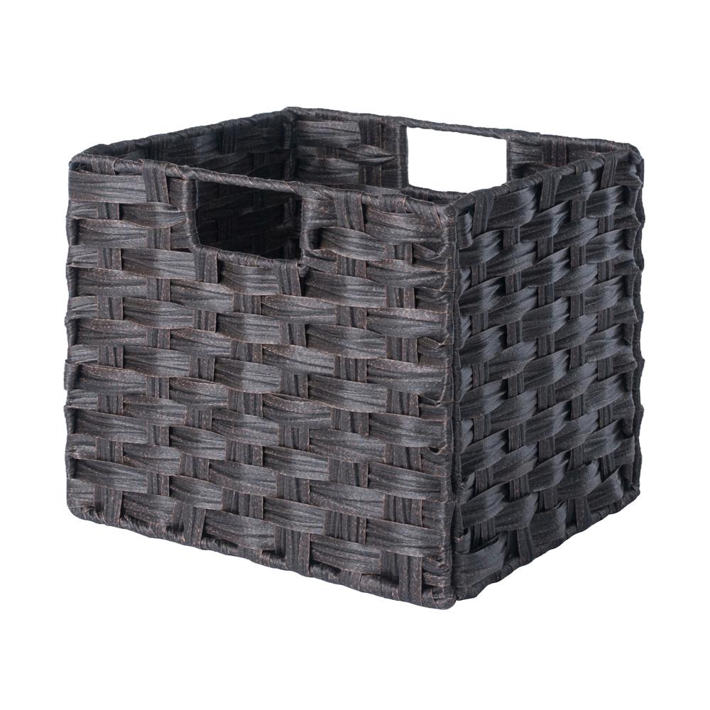 Melanie 3-Pc Woven Fiber Basket Set, Foldable in Chocolate. Picture 4