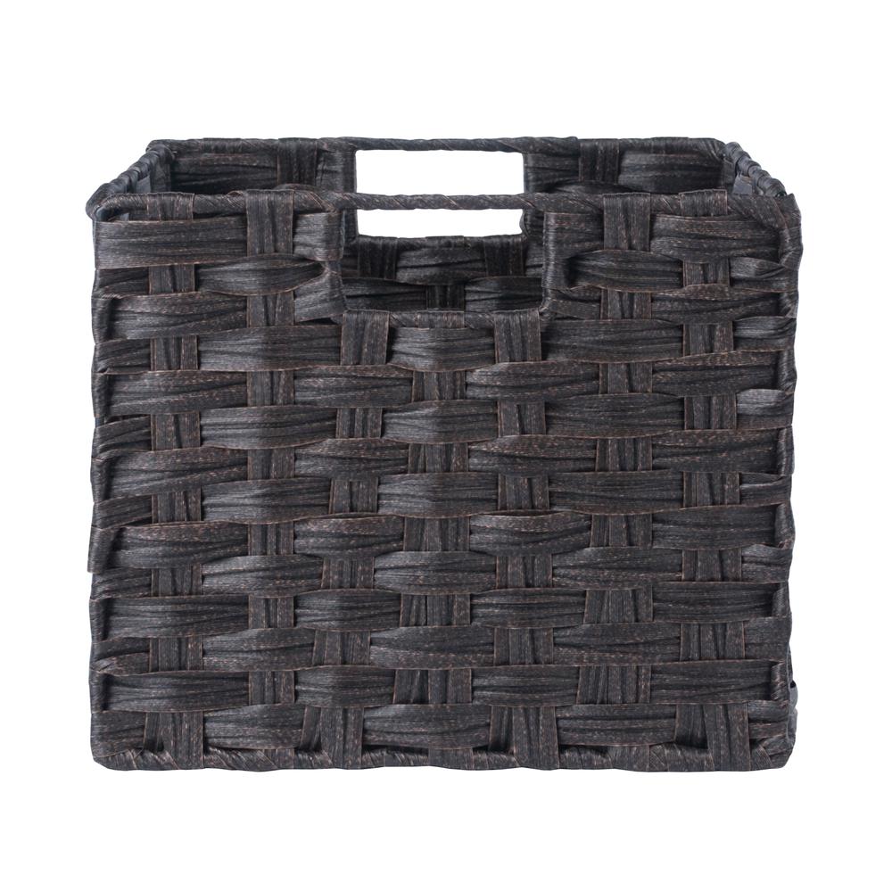 Melanie 3-Pc Woven Fiber Basket Set, Foldable in Chocolate. Picture 6
