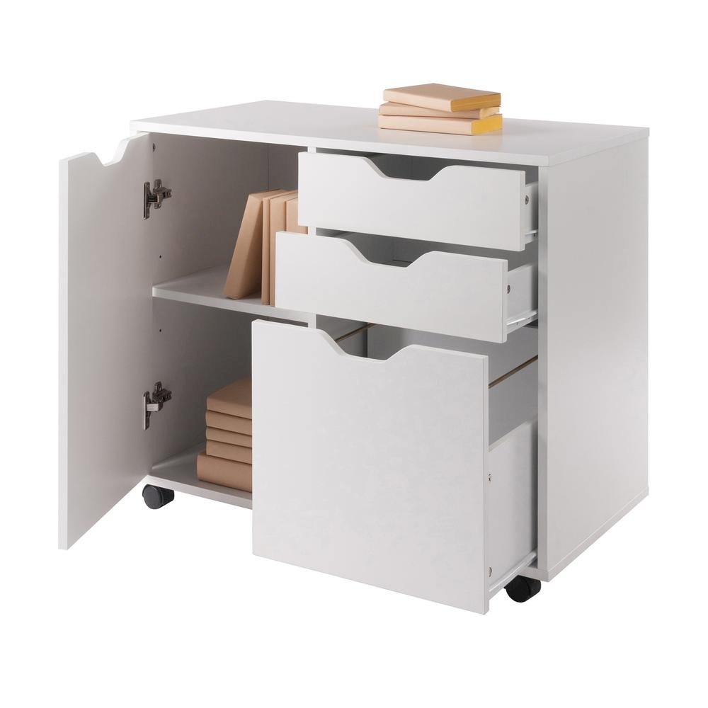 White Small File Cabinet – Mobile Wood Filing Cabinet with Drawers. Picture 4
