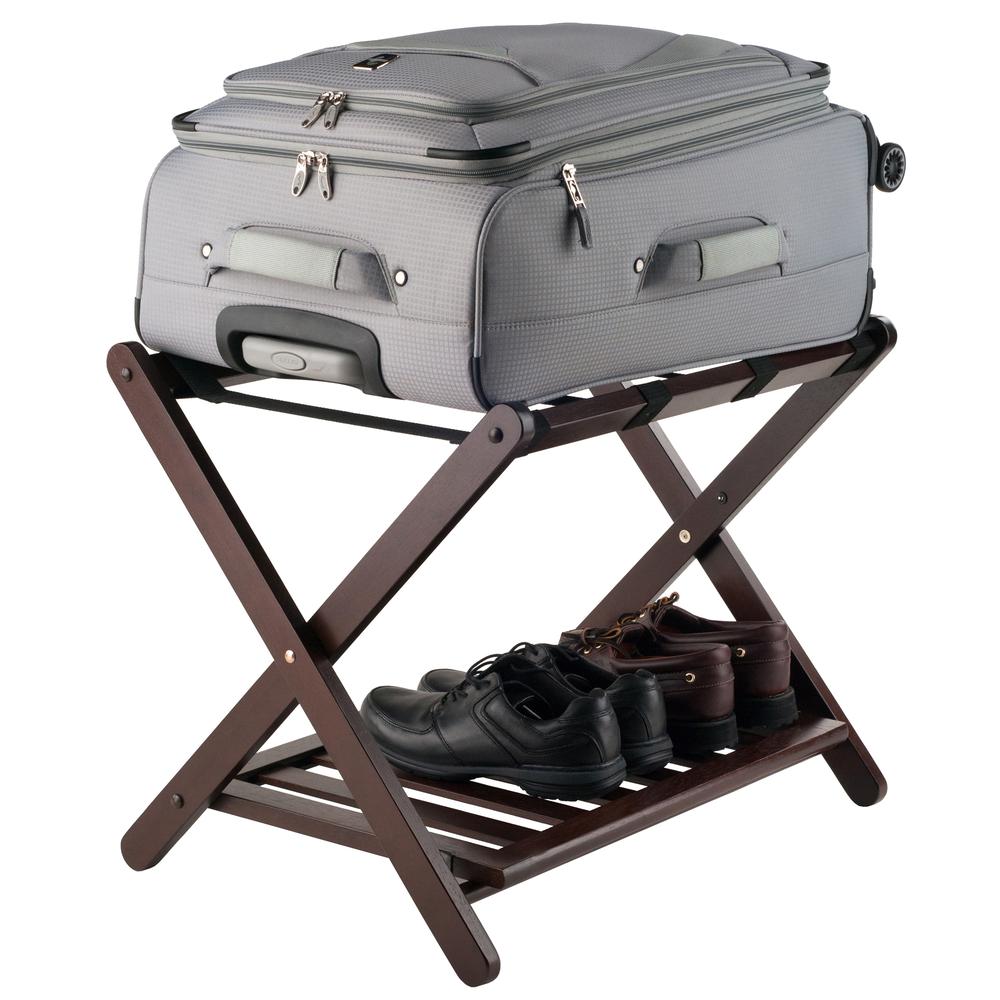 Remy Luggage Rack with Shelf in Cappuccino. Picture 5