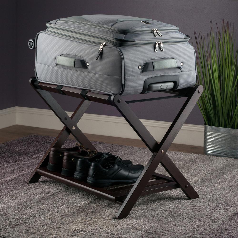 Remy Luggage Rack with Shelf in Cappuccino. Picture 6