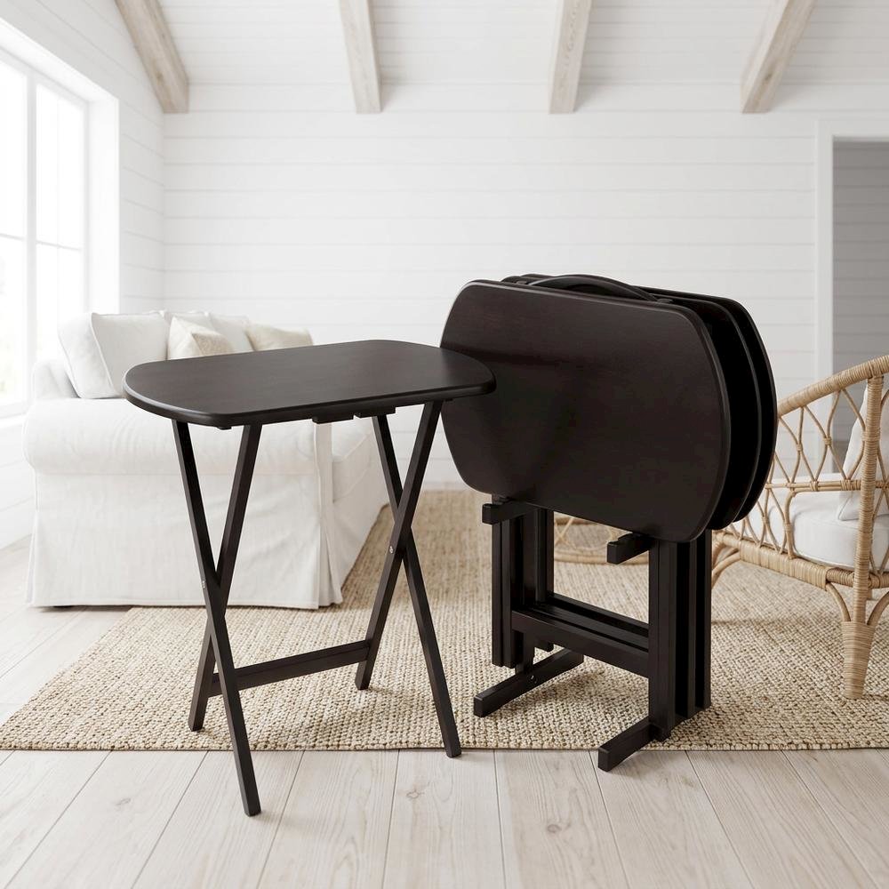 Oversized Snack Table Set in Coffee Finish with Modern Style and Sturdy Build. Picture 5