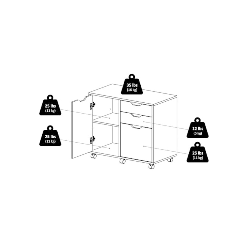 Halifax 2 Section Mobile Filing Cabinet, White. Picture 13