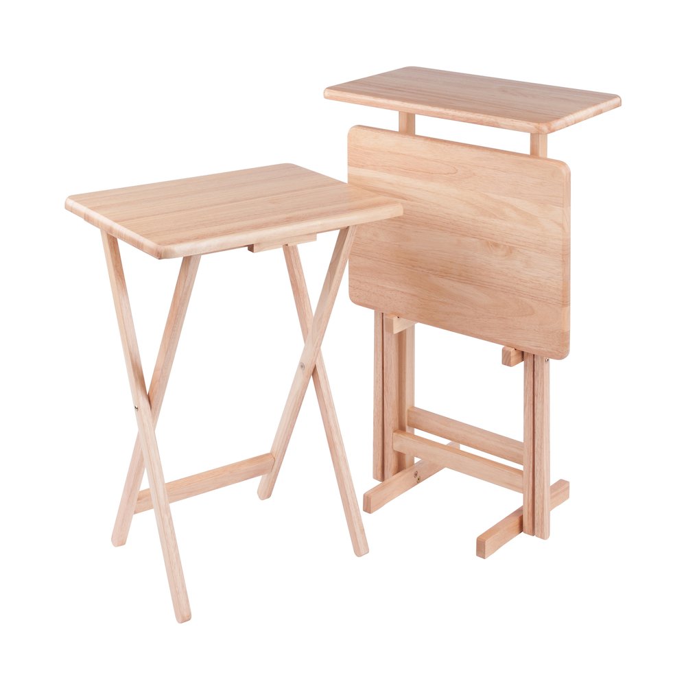 Riley 3-Pc Set Snack Table, Natural Finish. Picture 1