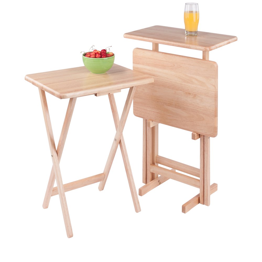 Riley 3-Pc Set Snack Table, Natural Finish. Picture 5