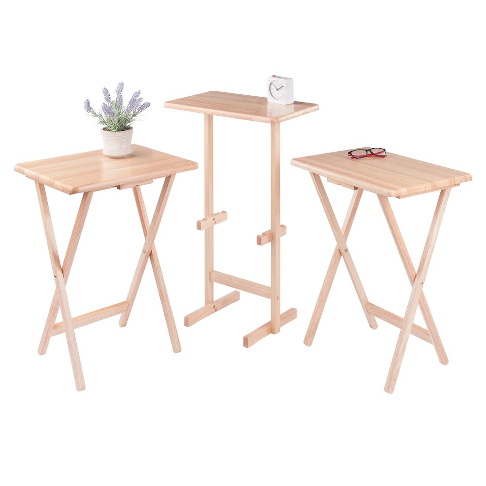 Riley 3-Pc Set Snack Table, Natural Finish. Picture 6