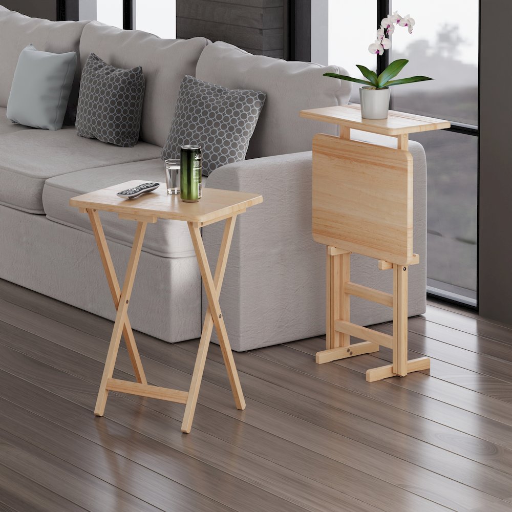 Riley 3-Pc Set Snack Table, Natural Finish. Picture 7