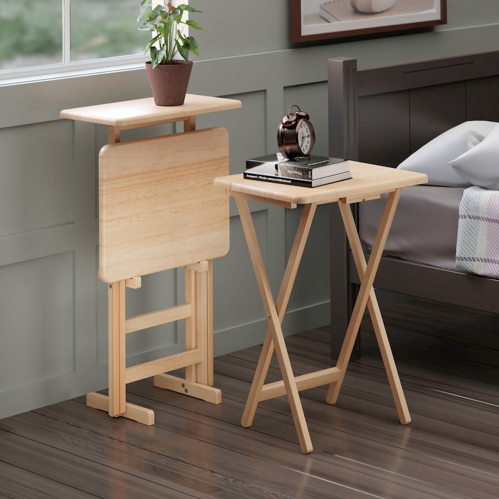 Riley 3-Pc Set Snack Table, Natural Finish. Picture 8