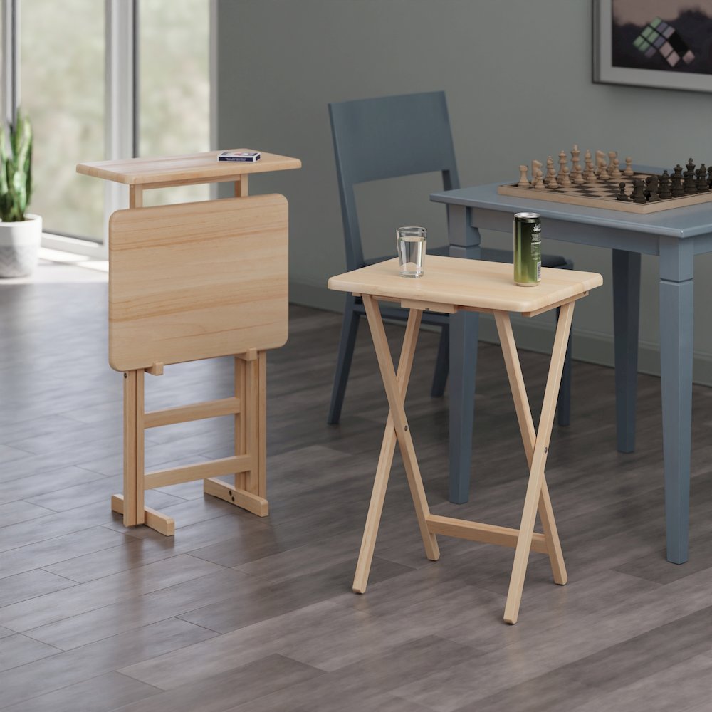 Riley 3-Pc Set Snack Table, Natural Finish. Picture 9