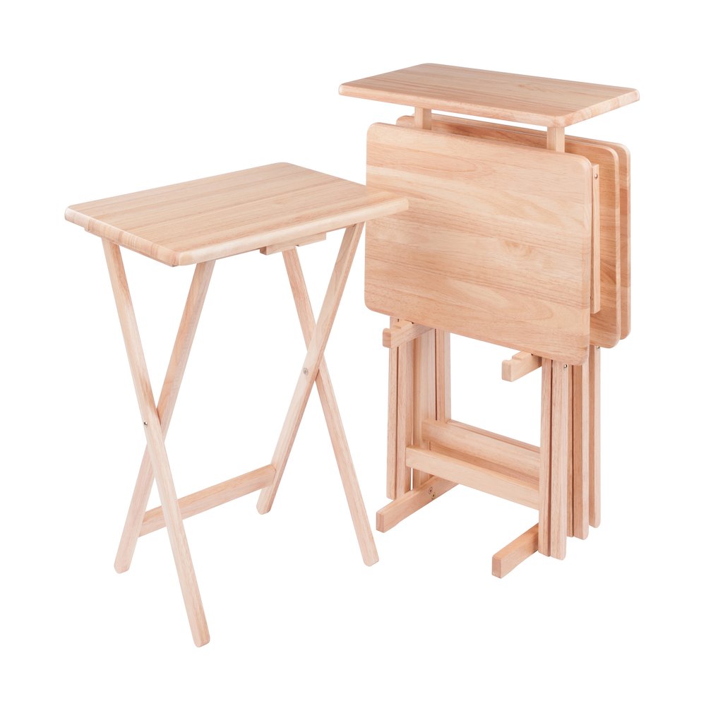 Riley 5-Pc Set Snack Table, Natural Finish. Picture 1
