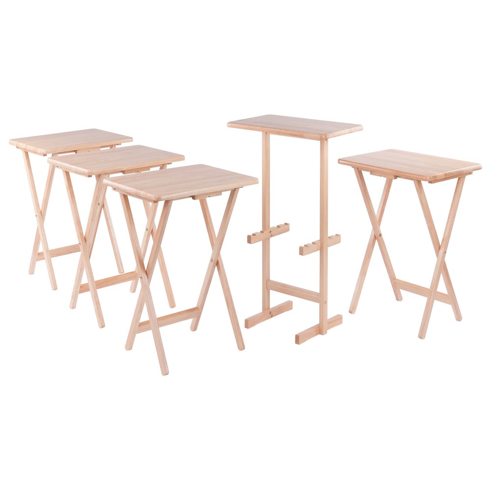 Riley 5-Pc Set Snack Table, Natural Finish. Picture 12