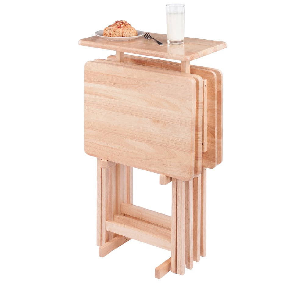 Riley 5-Pc Set Snack Table, Natural Finish. Picture 4