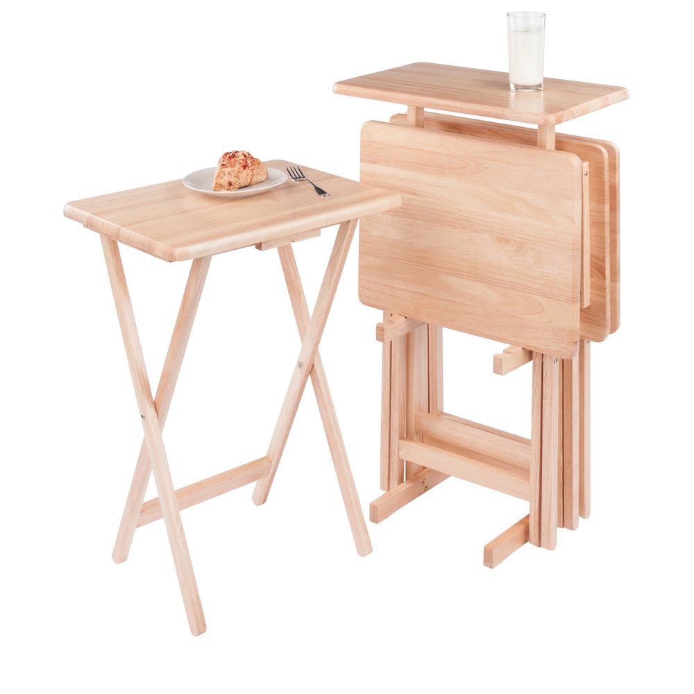Riley 5-Pc Set Snack Table, Natural Finish. Picture 5