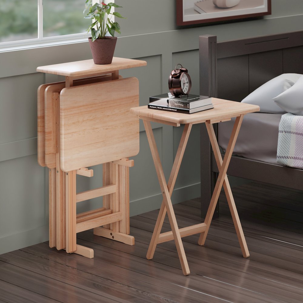 Riley 5-Pc Set Snack Table, Natural Finish. Picture 8