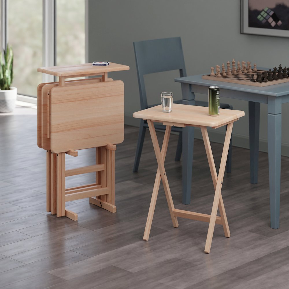 Riley 5-Pc Set Snack Table, Natural Finish. Picture 9